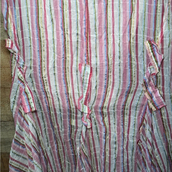 🌻 AW Alain Weiz Pink Stripe Maxi Layered Flare Hem Skirt Asymmetrical US size 14 - Picture 3 of 6